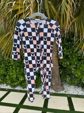 Blush Lotus onesie Disney checkered